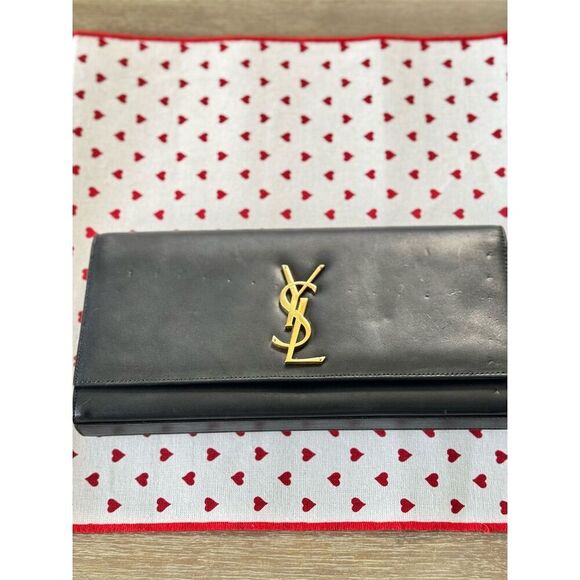 Saint Laurent Kate‎ Clutch Black Leather Gold Hardware Women's Bag - Picture 15 of 15